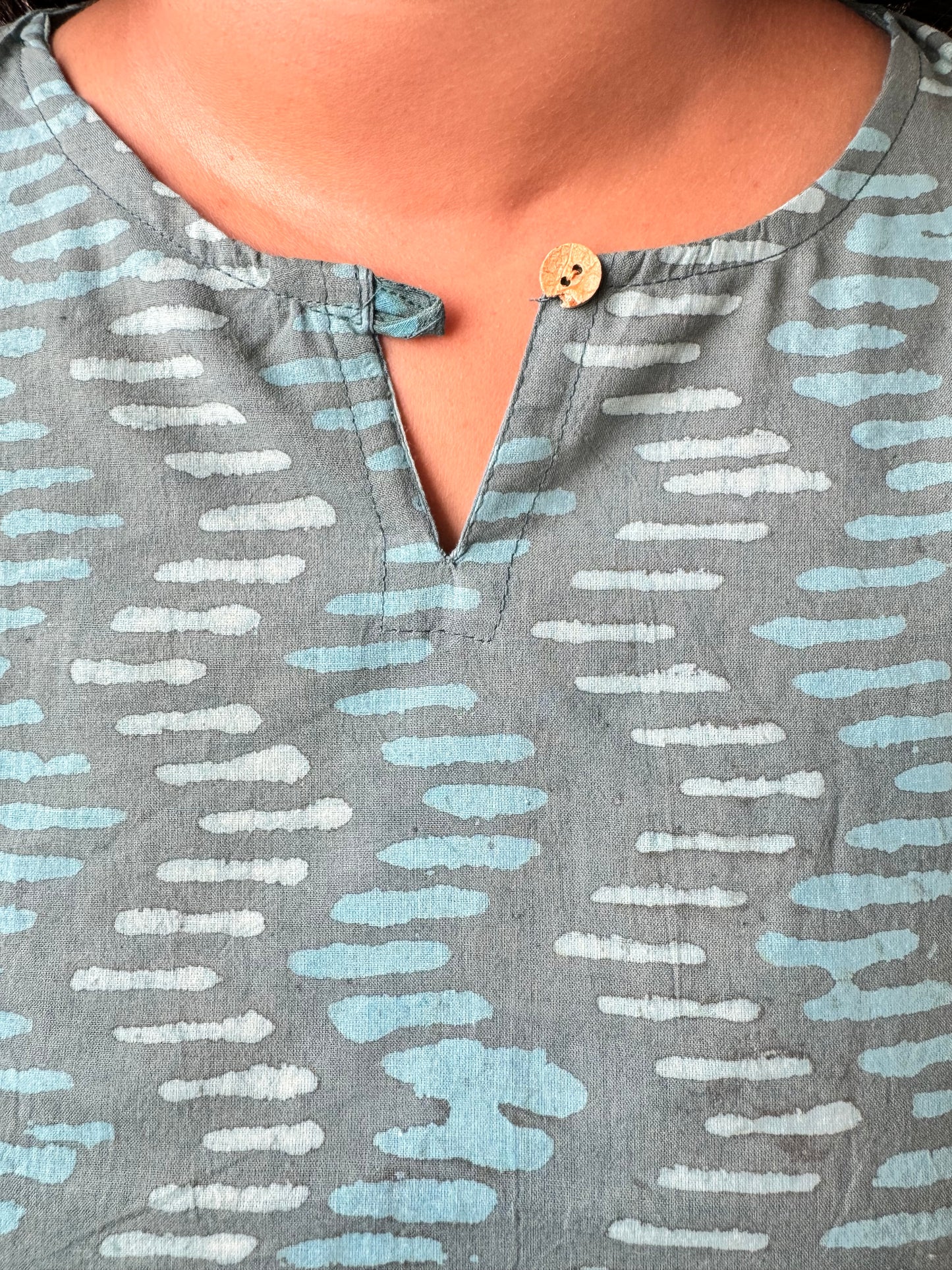Turquoise ~ Blue and Green Handblock Kurti