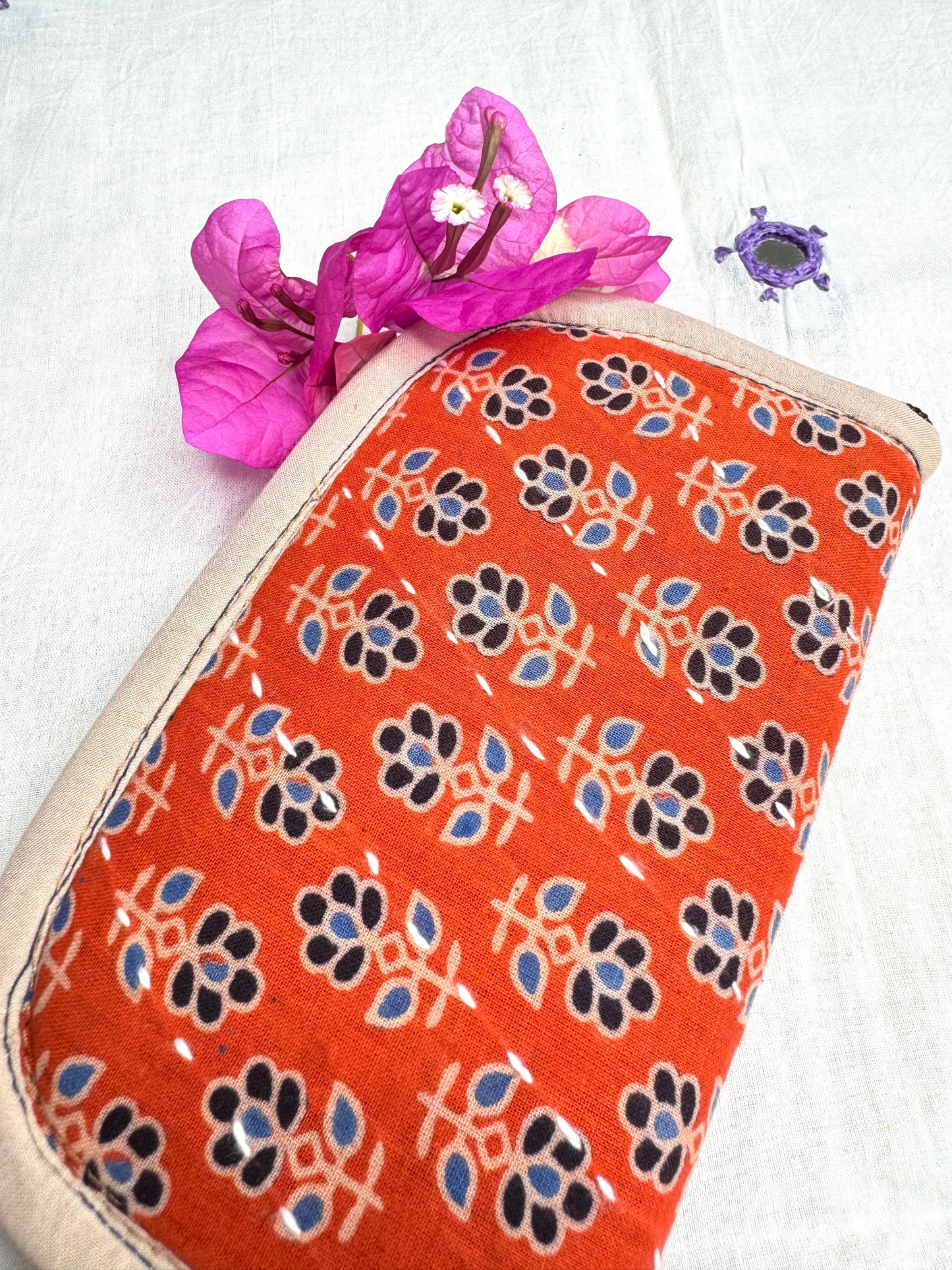 Navrang ~ Ajrakh Handcrafted Wallets ~ Orange Candy