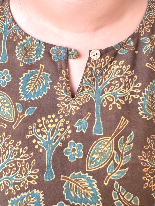 Forest Spirit ~ Coco Brown Ajrakh Handblock Kurti