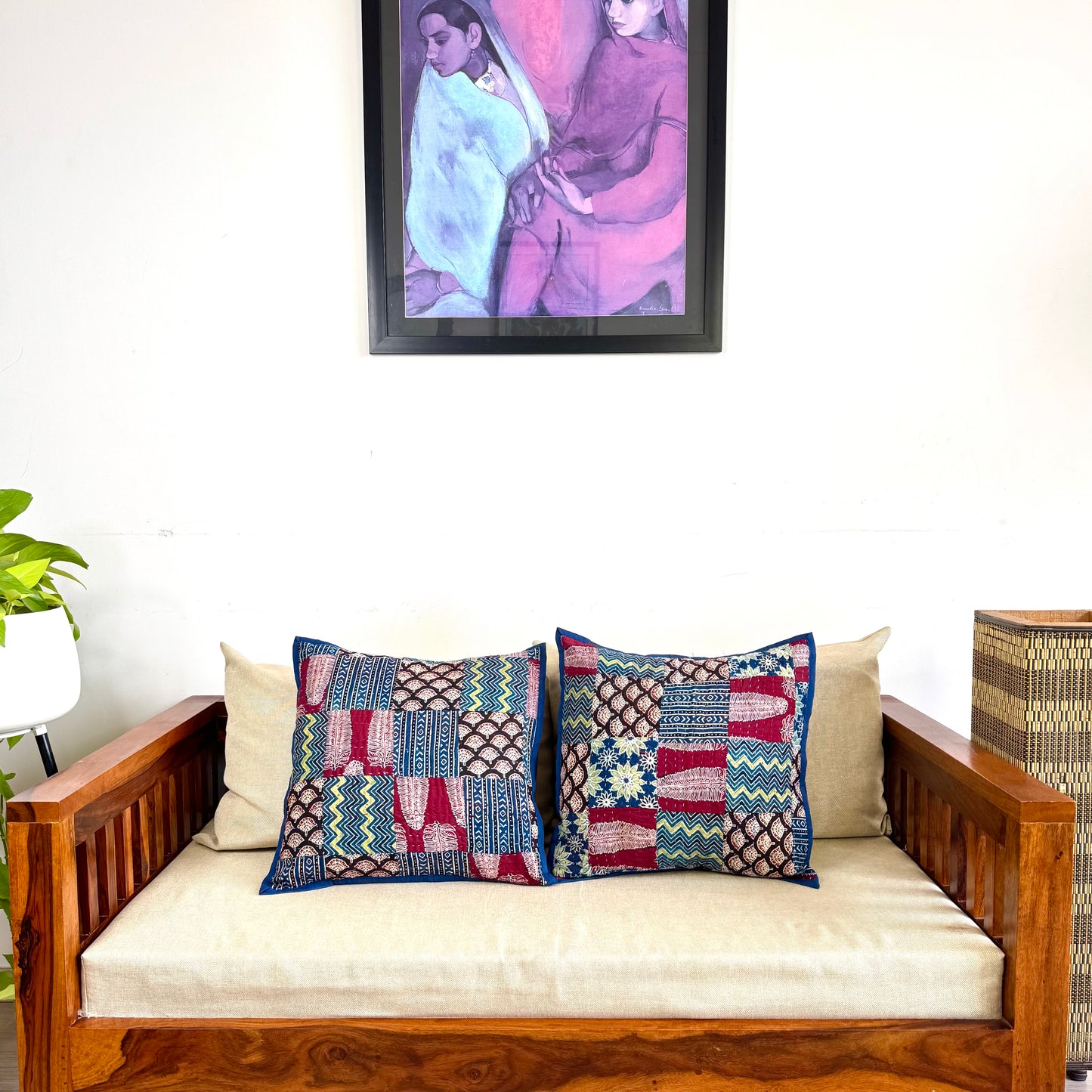 Ajrakh Cushion Covers ~ Fern Motif ~ Set of 2