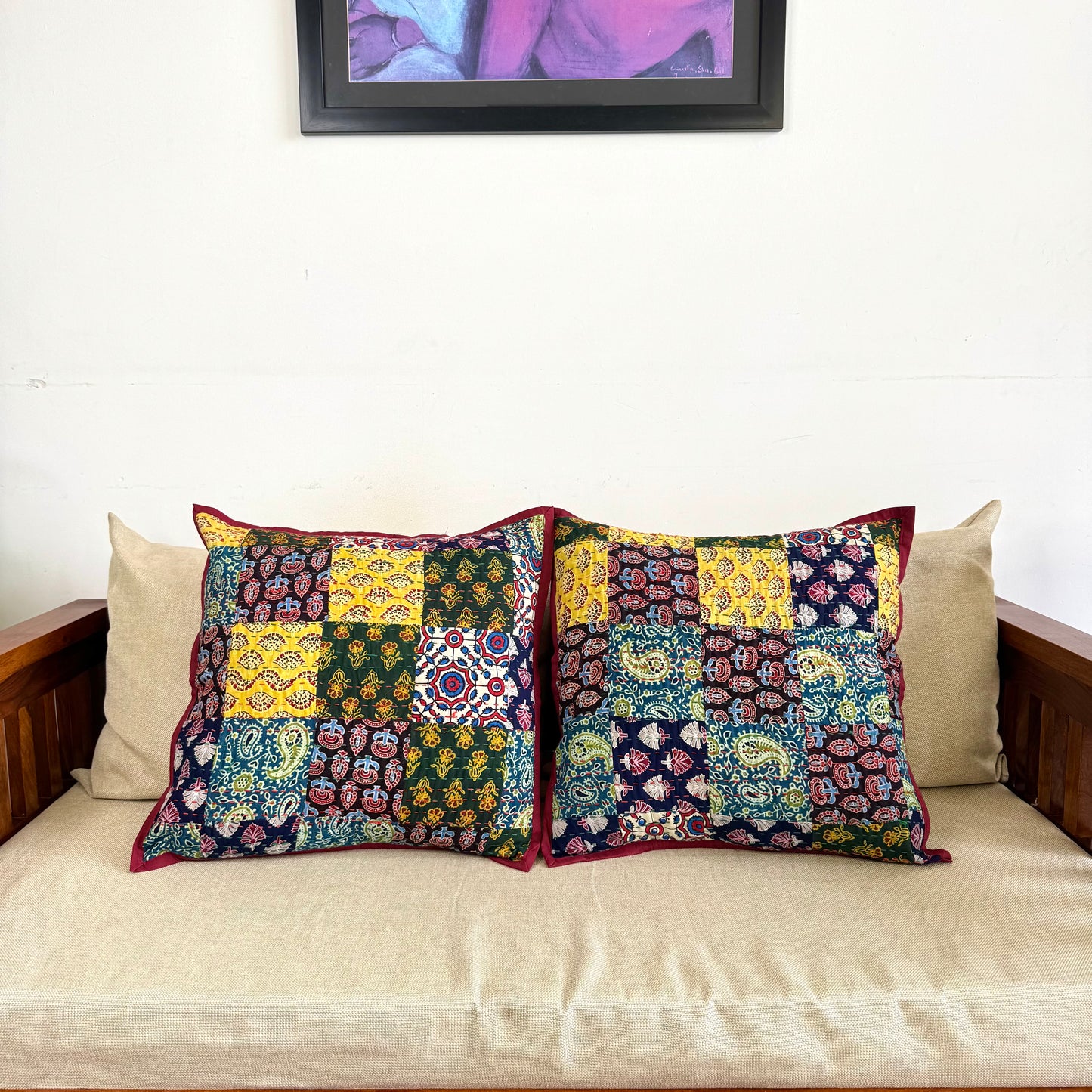 Ajrakh Cushion Covers ~ Motif Shower ~ Set of 2