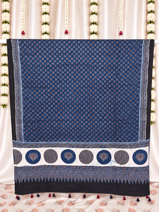 Dastaan-e-Ajrakh ✨ Modal Silk Dupatta ~ Neelambari
