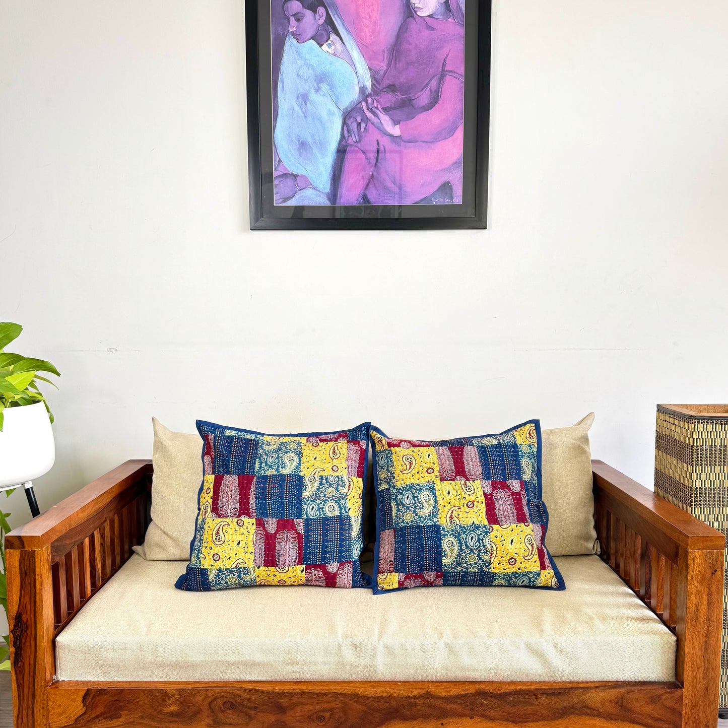 Ajrakh Cushion Covers ~ Dotted Motif ~ Set of 2