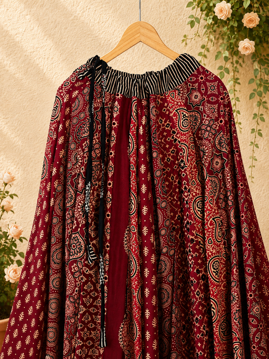 ⚜️ Dharohar ~ Surya ~ Ajrakh Long Kali Skirt