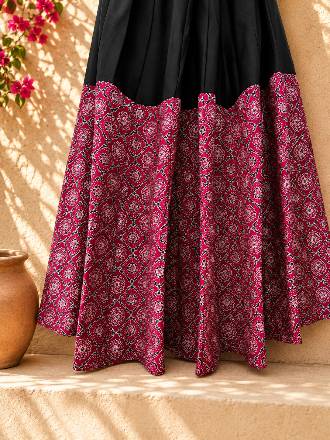 🌻Navrang ~ Mogra Ajrakh Skirt and Dupatta Set