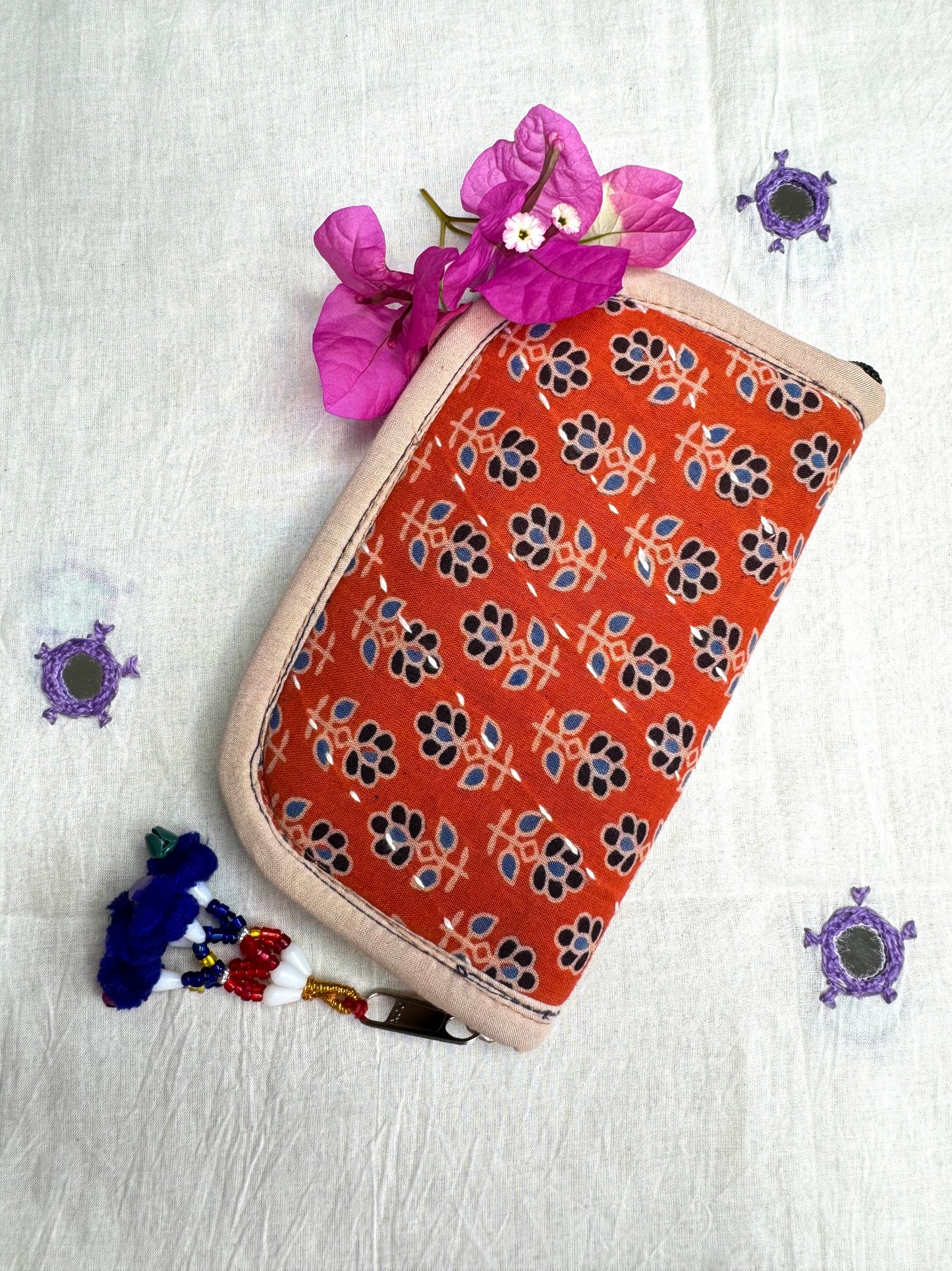 Navrang ~ Ajrakh Handcrafted Wallets ~ Orange Candy