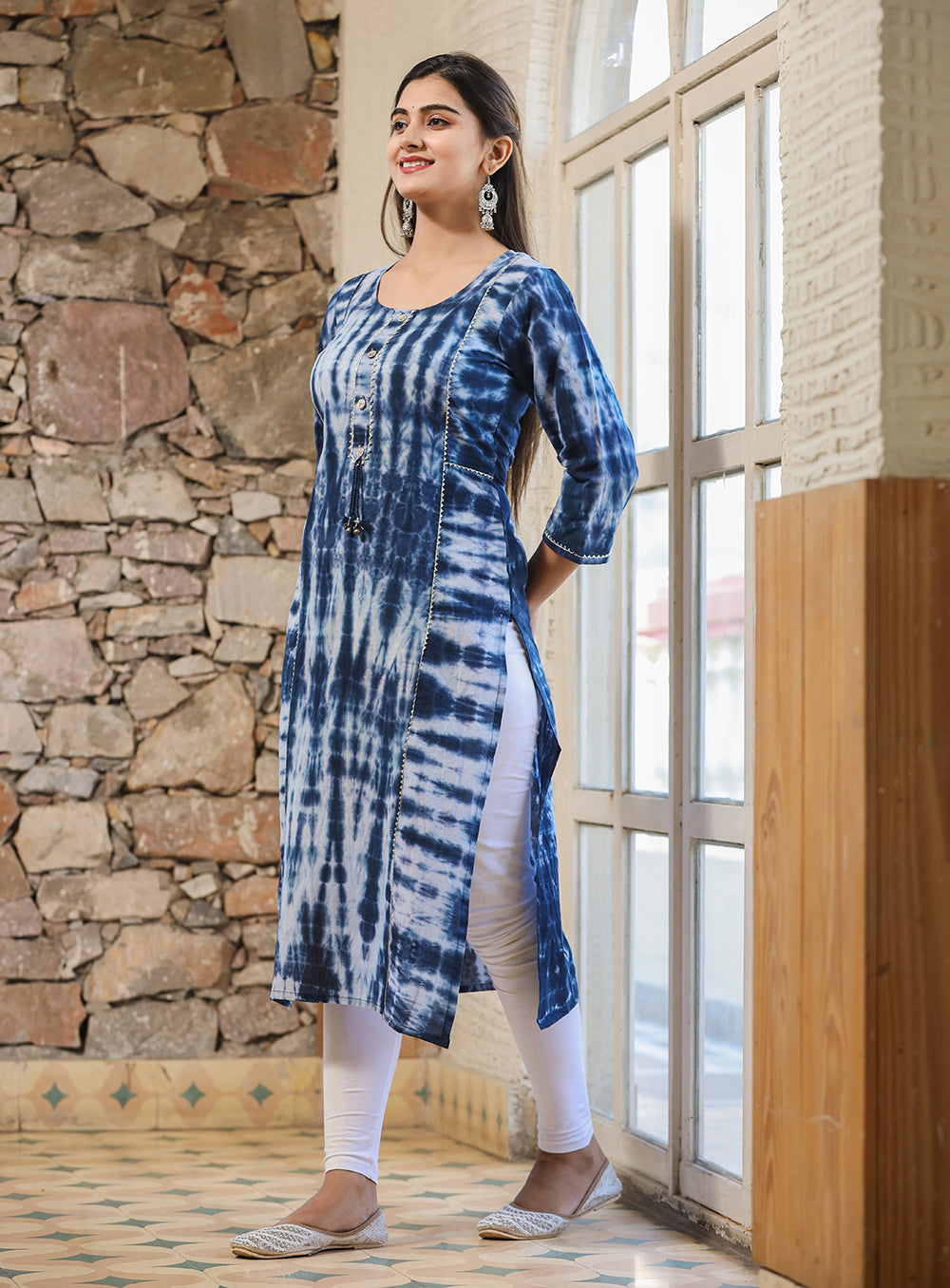 True Blue ~ Abstract Tie & Dye Handcrafted Kurti