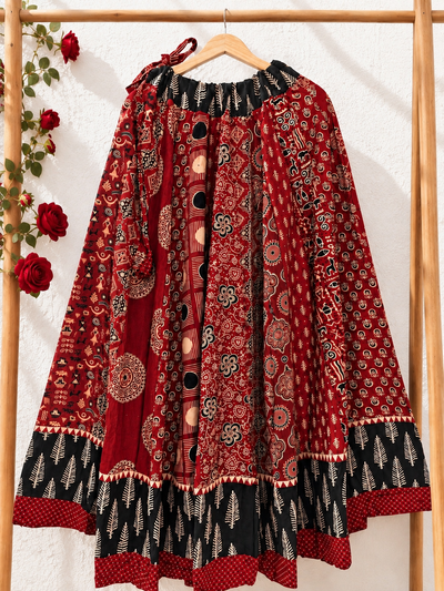 ⚜️ Dharohar ~ Mehrun ~ Ajrakh Long Kali Skirt