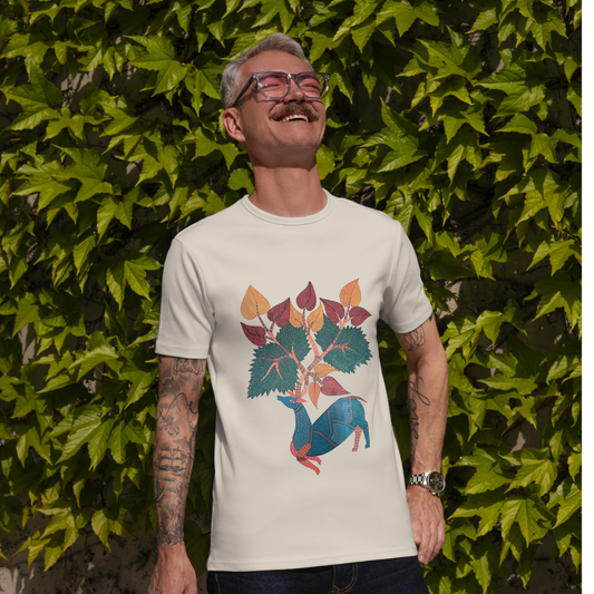 Dance of the Deer - Gond Handpainted T-shirt