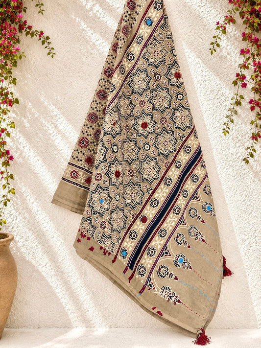 🌺Raasrang ~ Nazaakat ~ Ajrakh Skirt and Dupatta Set