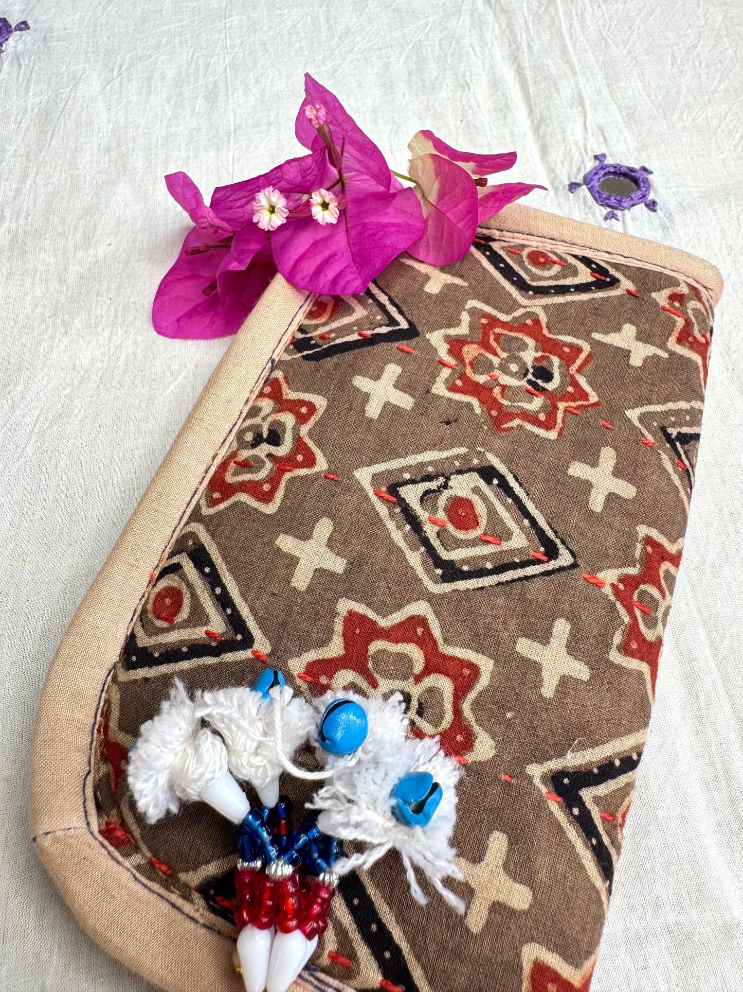 Navrang ~ Ajrakh Handcrafted Wallets ~ Coco brown