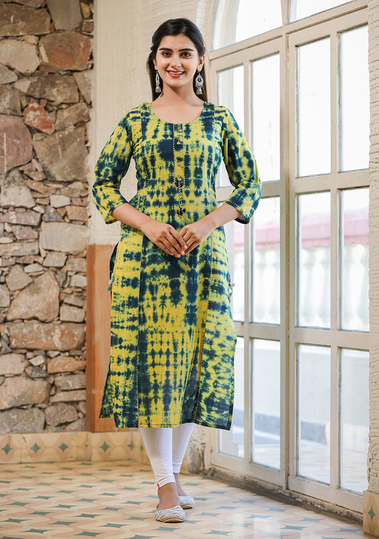 Sundance Yellow ~ Abstract Tie & Dye Handcrafted Kurti