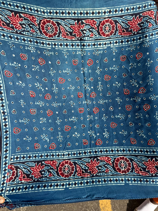 Rangrez🔅Modal Silk Ajrakh Stoles ~ Indigo Star Dust
