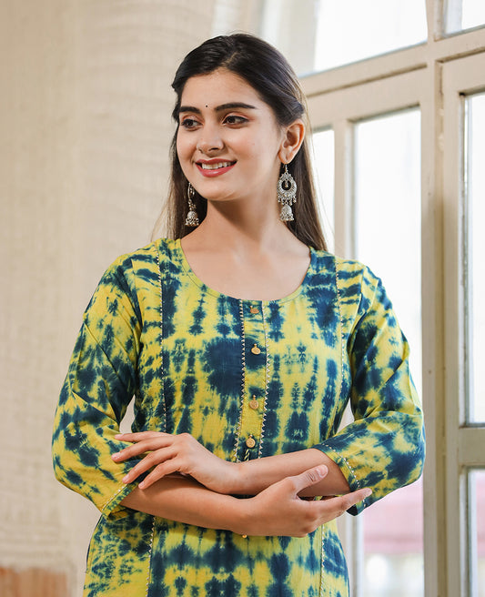Sundance Yellow ~ Abstract Tie & Dye Handcrafted Kurti
