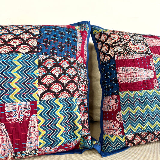 Ajrakh Cushion Covers ~ Zigzag Motif ~ Set of 2