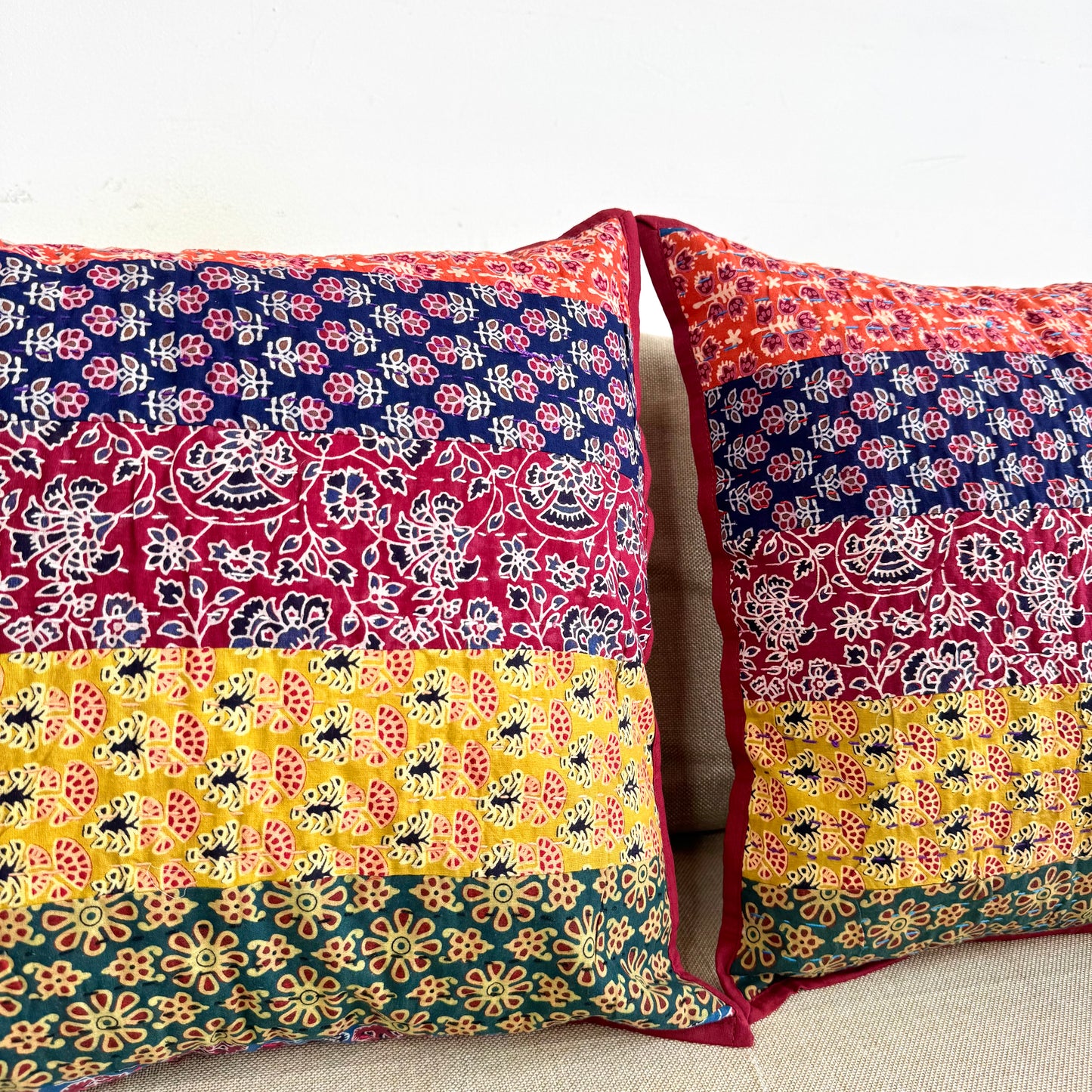 Ajrakh Cushion Covers ~ Daisy Motif ~ Set of 2
