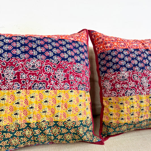 Ajrakh Cushion Covers ~ Daisy Motif ~ Set of 2