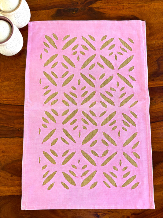 Blush Pink ~ Applique work Table Runner w/ 4 Table Mats
