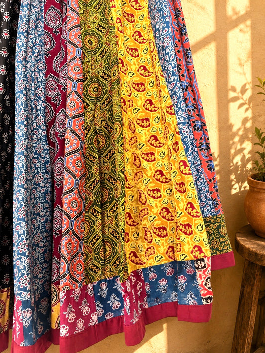 🌻Navrang ~ Gulal Ajrakh Skirt and Dupatta Set