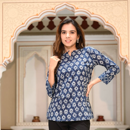 Motif Shower - Indigo Handblock Kurti