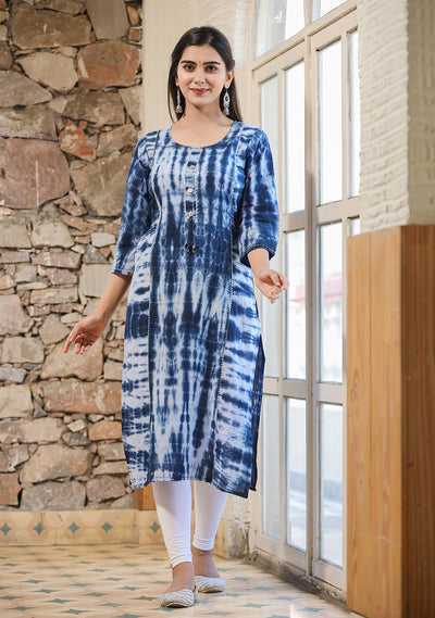 True Blue ~ Abstract Tie & Dye Handcrafted Kurti