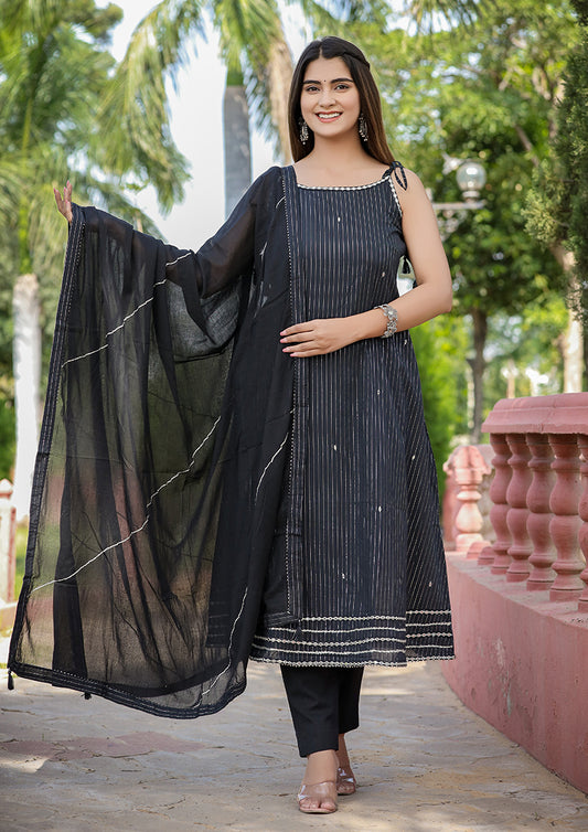 Adaa 𓂃 ོ☼𓂃 Colors of Nature Cotton Suits, Ebony Black