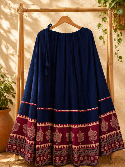 ⚜ Dharohar ~ Indrani ~ Ajrakh Long Kali Skirt