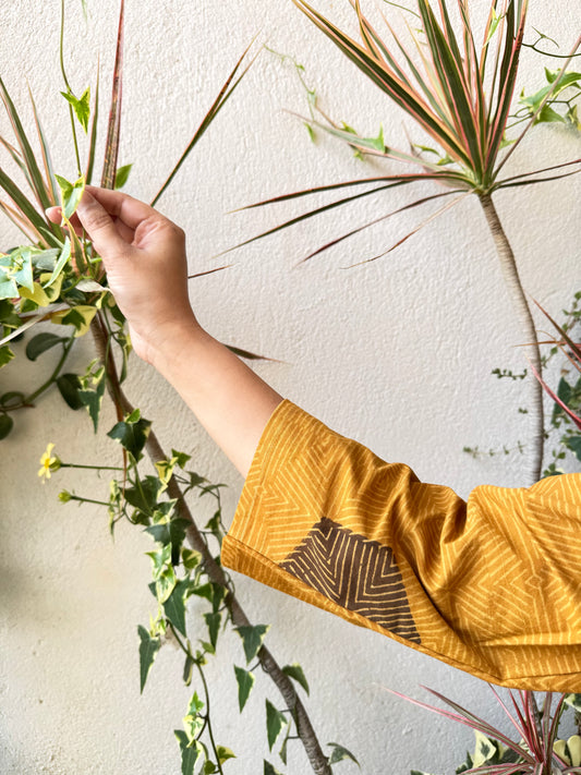 Honeycomb ~ Mustard Yellow Ajrakh Handblock Kurti