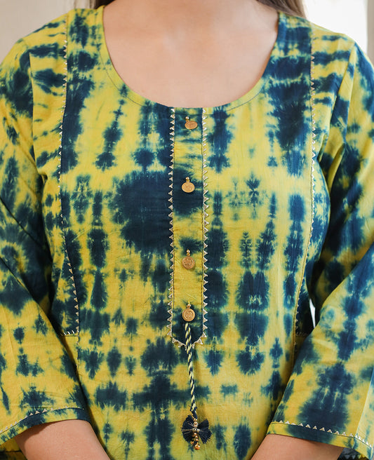 Sundance Yellow ~ Abstract Tie & Dye Handcrafted Kurti