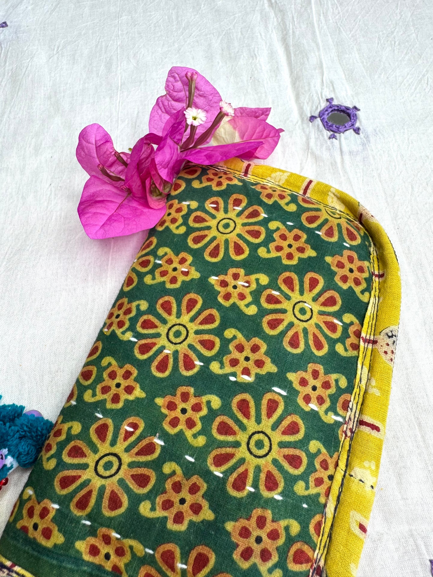 Navrang ~ Ajrakh Handcrafted Wallets ~ Yellow & Green