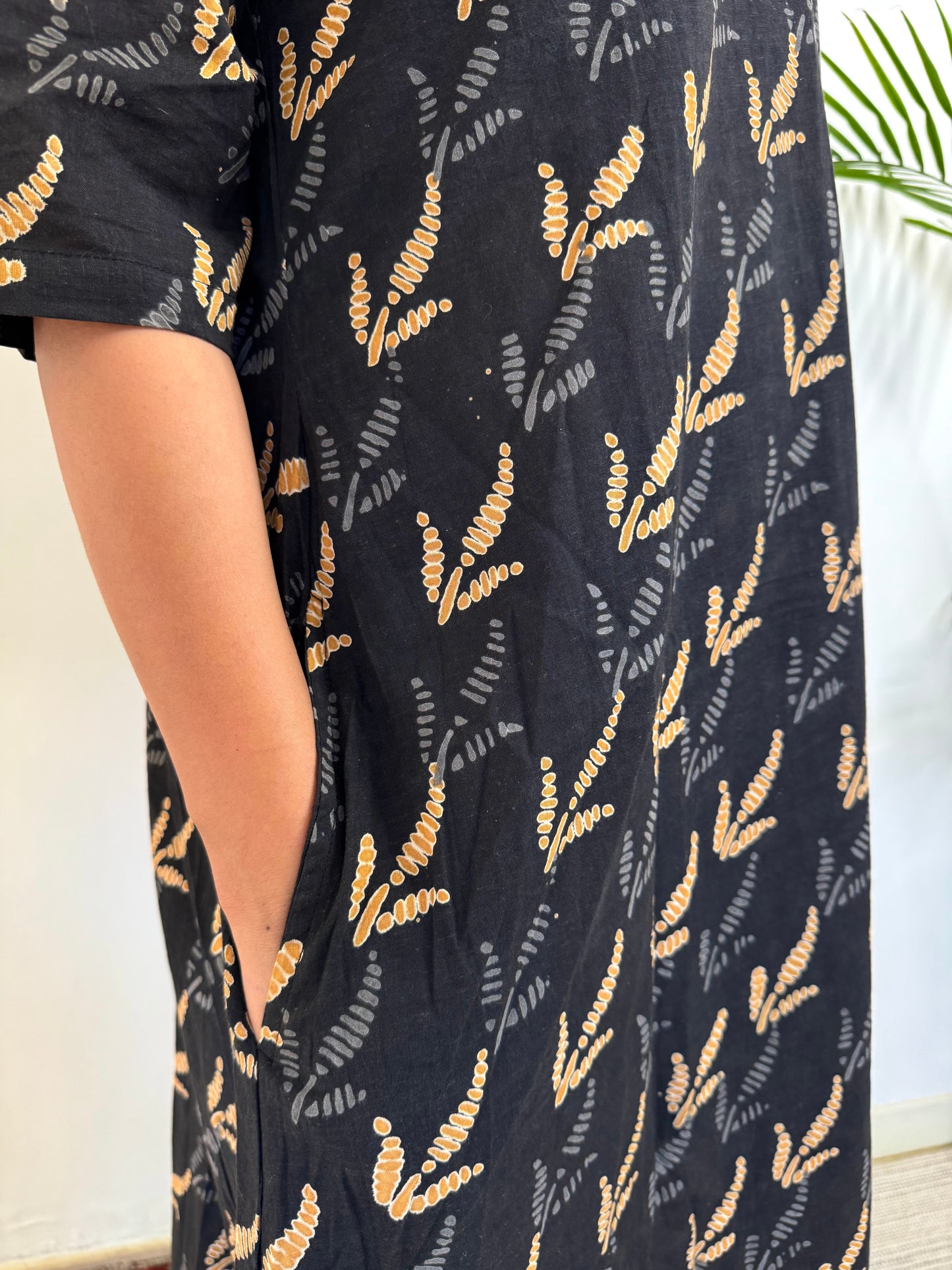 Khushi ~ Misty Black Cotton Dress ~ Viola Delight