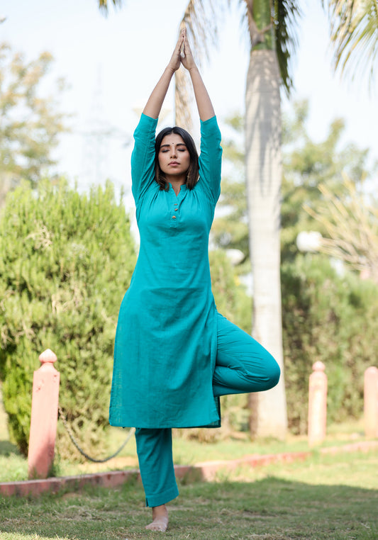 Saadgi ~ Beauty in Simplicity Cotton Kurti, Tiffany Blue 🩵