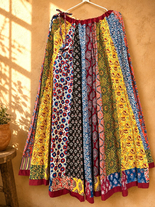 🌻Navrang ~ Gulal Ajrakh Skirt and Dupatta Set