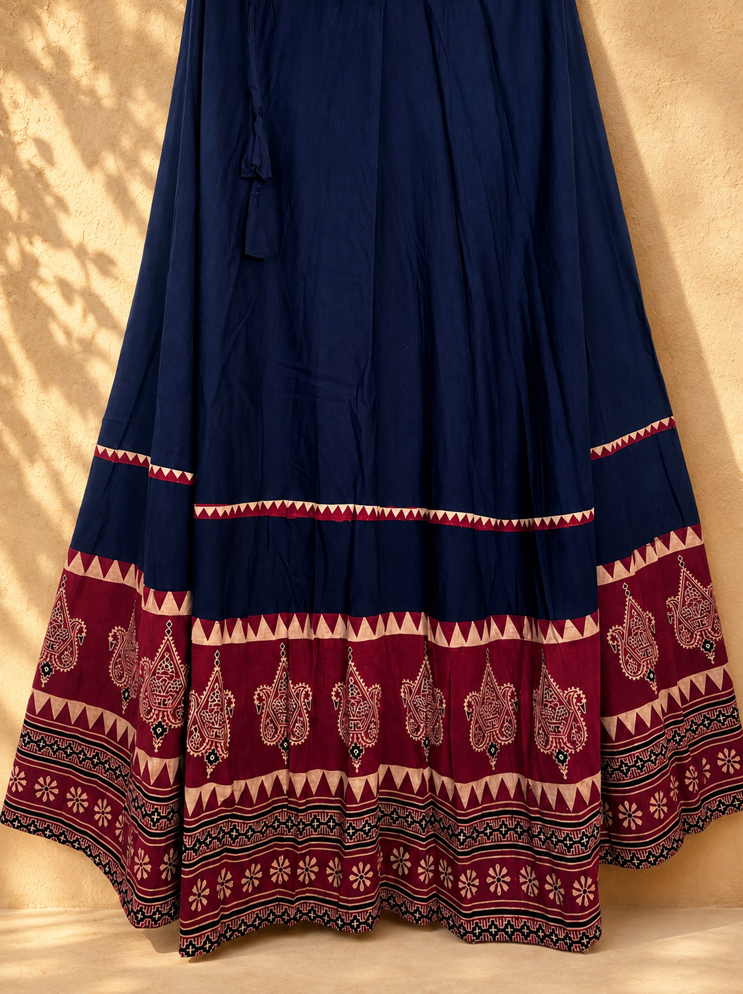 ⚜ Dharohar ~ Royal Blue & Maroon Ajrakh Lehenga & Dupatta Set