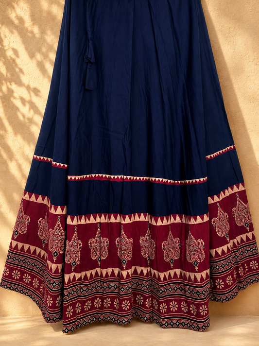 ⚜ Dharohar ~ Indrani ~ Ajrakh Long Kali Skirt