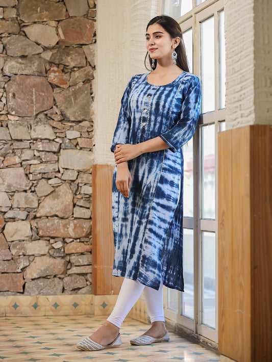 True Blue ~ Abstract Tie & Dye Handcrafted Kurti