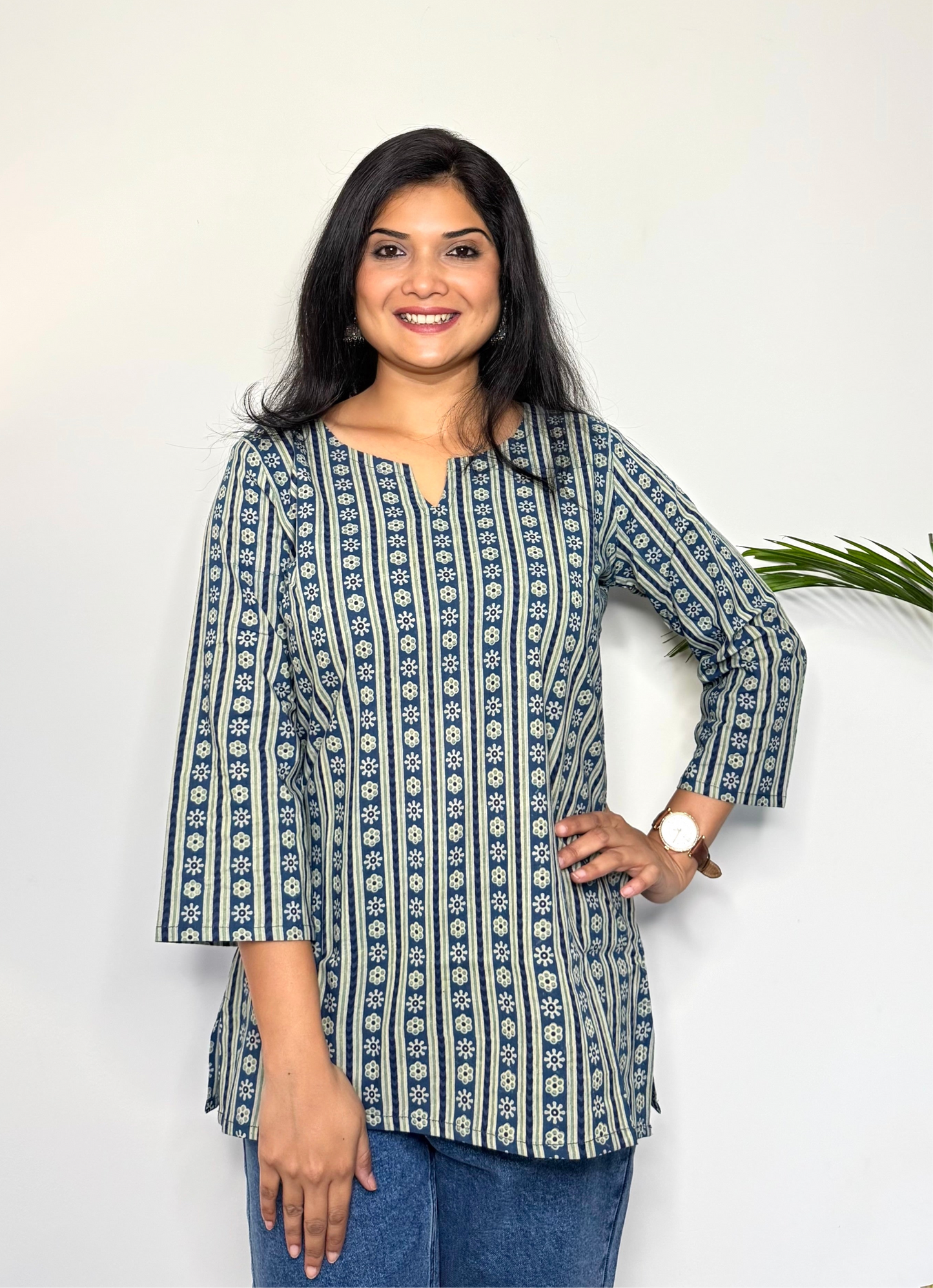 Bluebell ~ Sapphire Blue Handblock Kurti