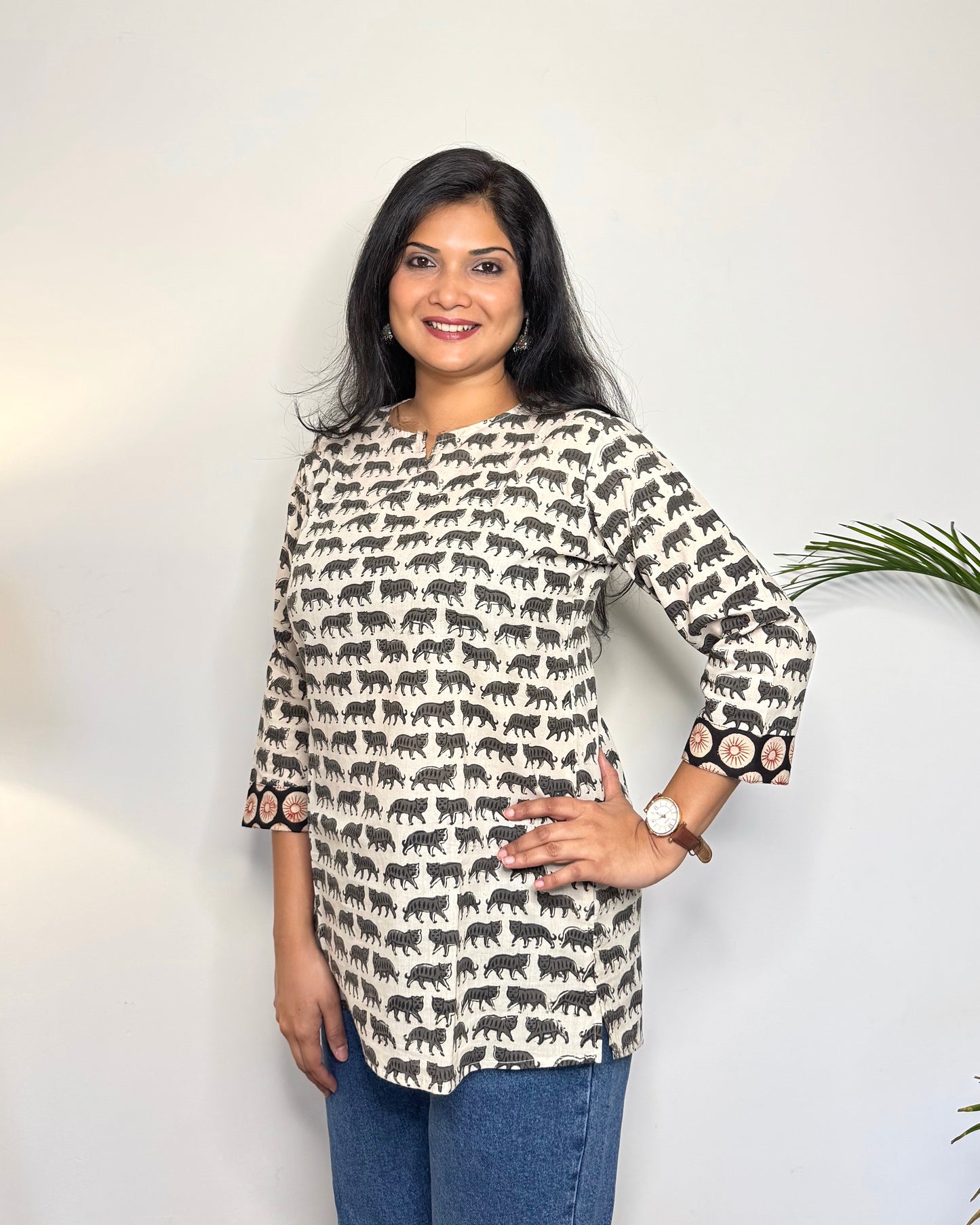Jungle Book ~ Cool Grey Handblock Kurti