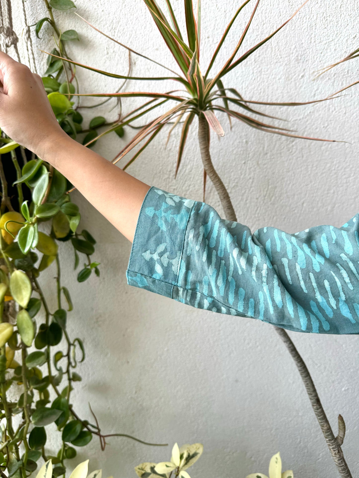 Turquoise ~ Blue and Green Handblock Kurti