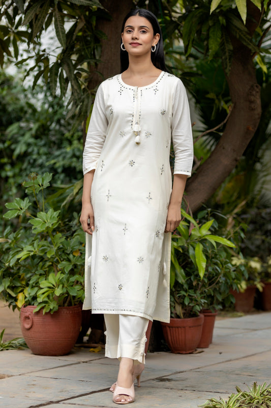 Adaa 𓂃 ོ☼𓂃 Colors of Nature Cotton Suits, Ivory White