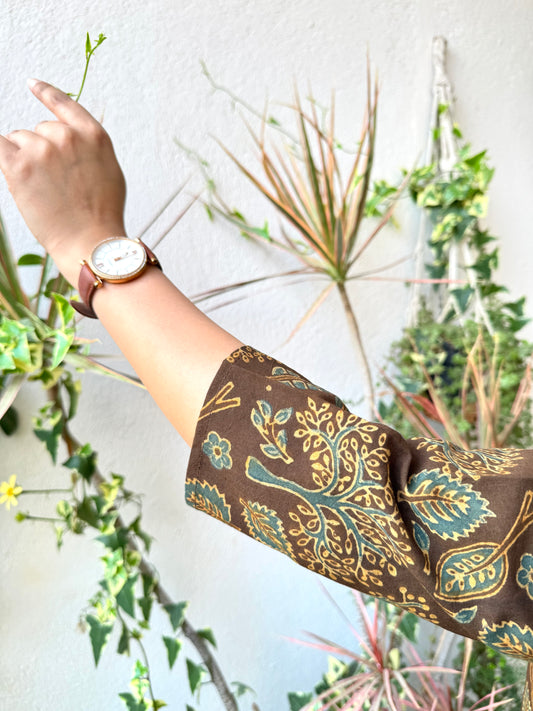 Forest Spirit ~ Coco Brown Ajrakh Handblock Kurti