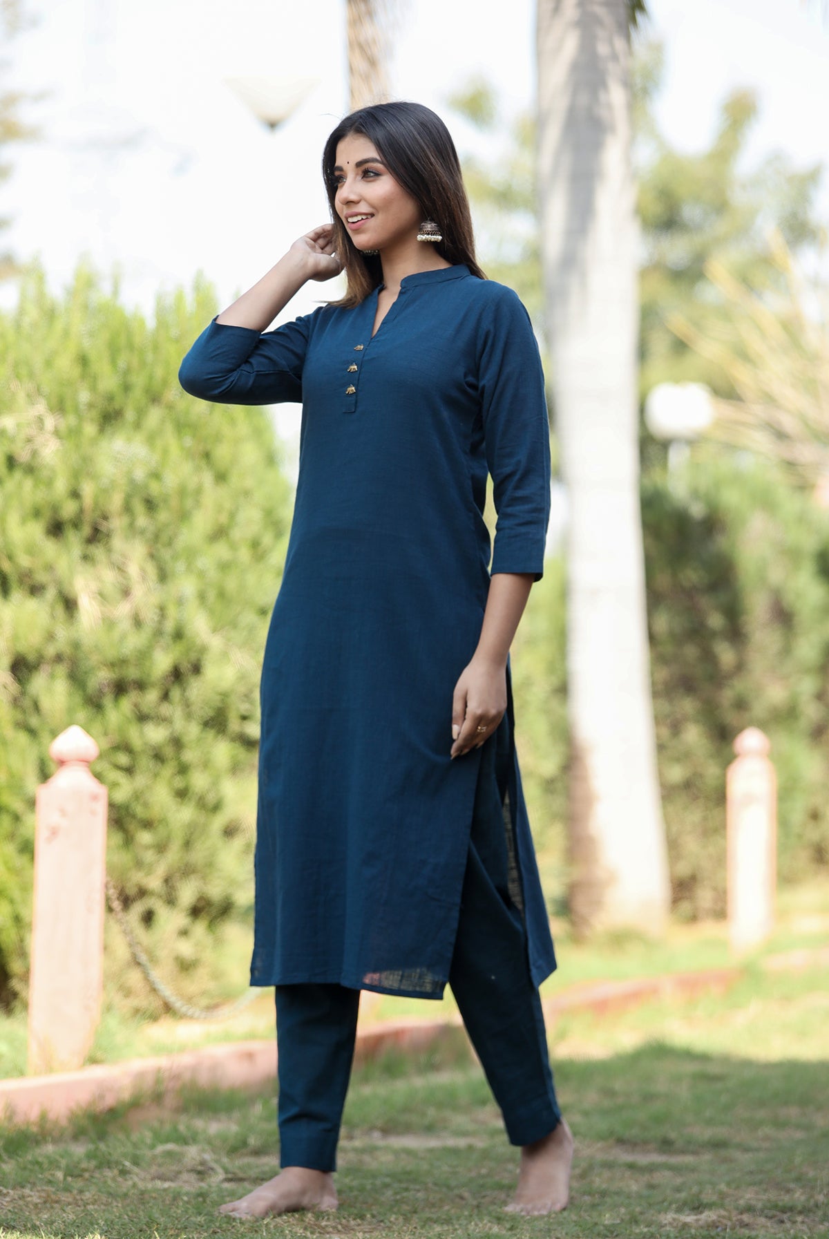 Saadgi ~ Beauty in Simplicity Cotton Kurti, Midnight Blue 💙