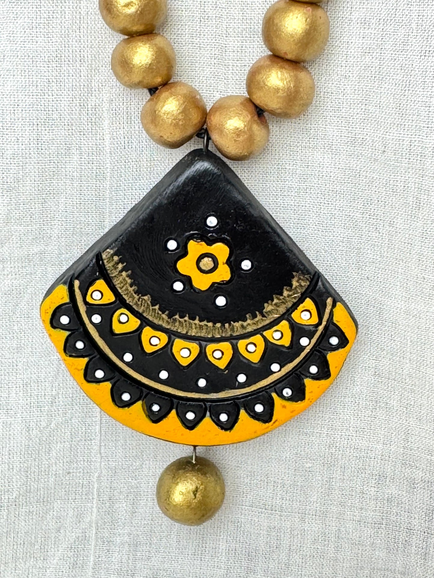 Mati ke Rang ~ Terracotta Jewelry Set ~ Black Floral Arc