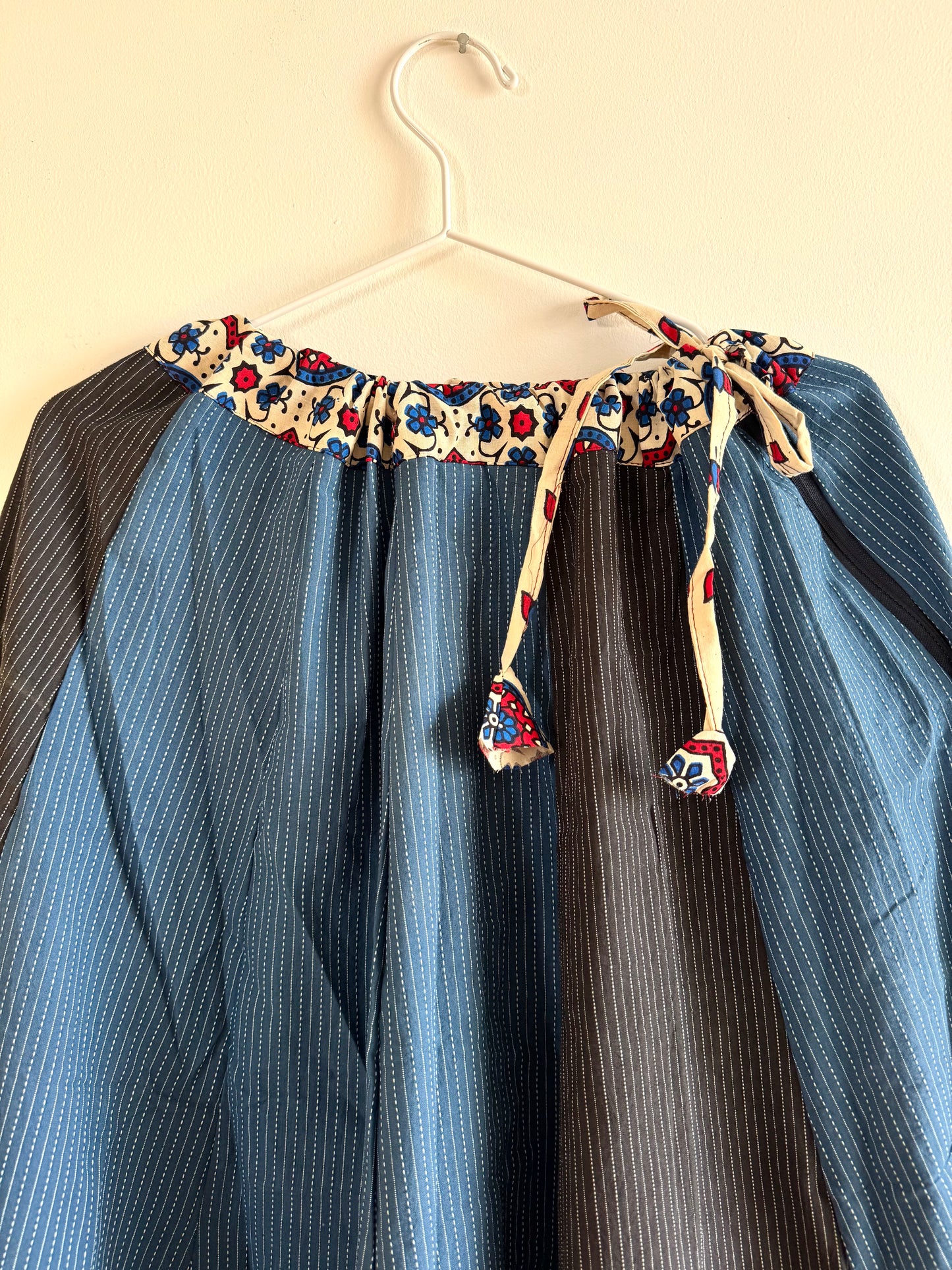 🌻Navrang ~ Ajrakh Handcrafted Lehengas ~ Blue & Black Textured