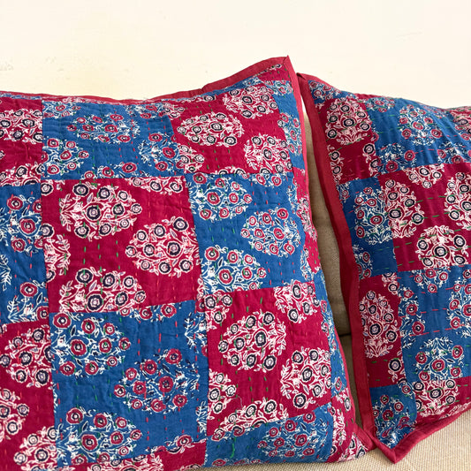 Ajrakh Cushion Covers ~ Bouquet Motif ~ Set of 2