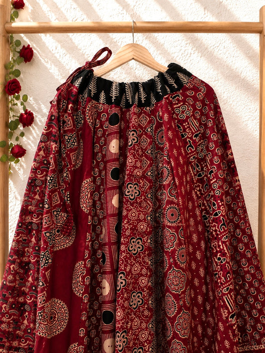 ⚜️ Dharohar ~ Mehrun ~ Ajrakh Long Kali Skirt