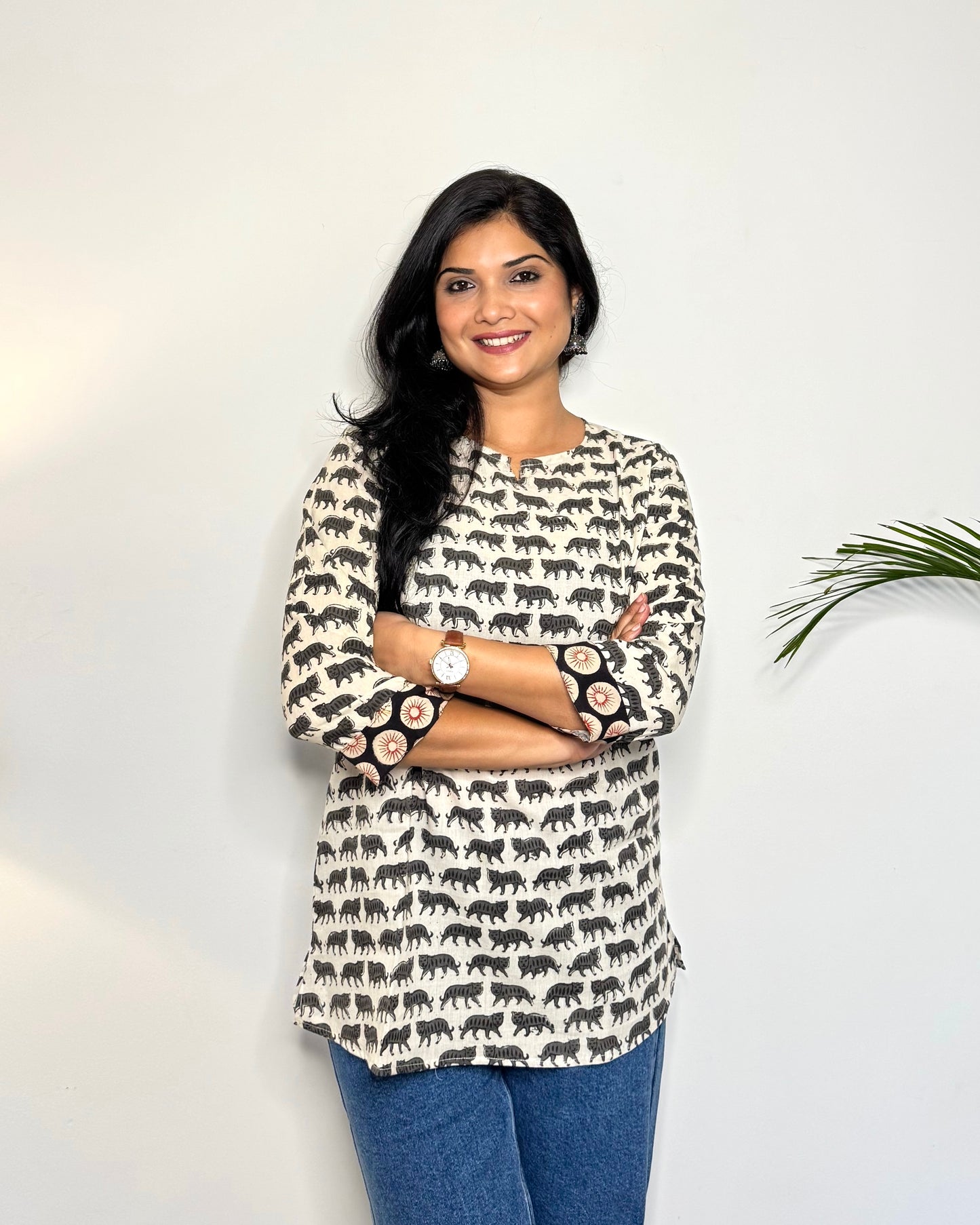 Jungle Book ~ Cool Grey Handblock Kurti