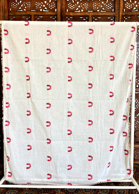 Khadi Cotton Dupatta ~ Crimson Forest Flame