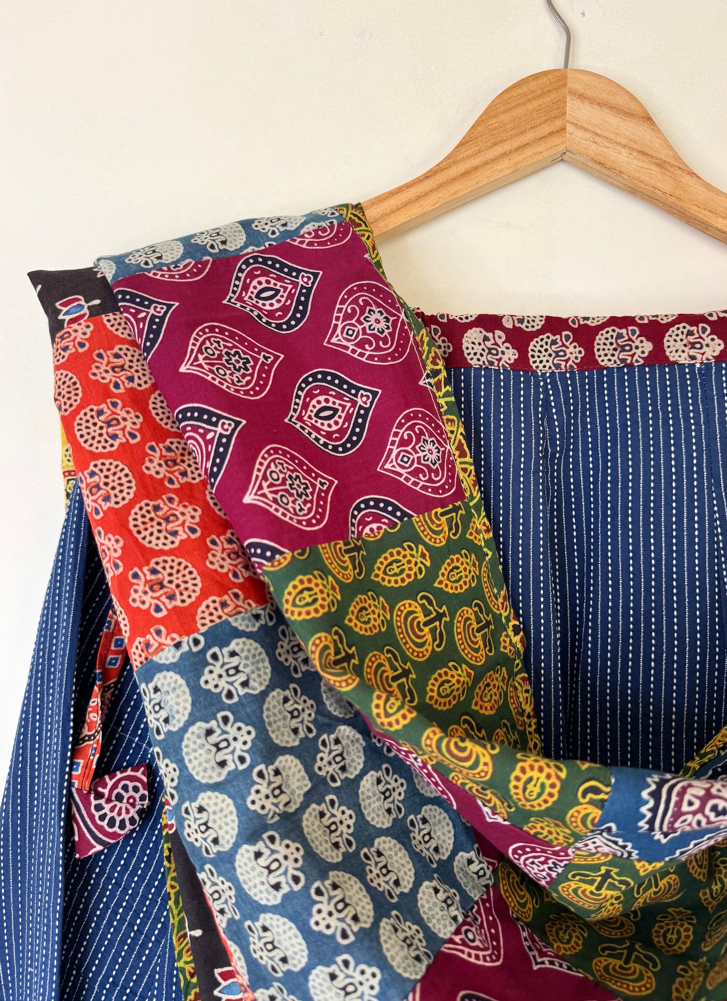 ✨Navrang ~ Ajrakh Long Skirt & Dupatta Set ~ Blue w/ Multicolored Dupatta