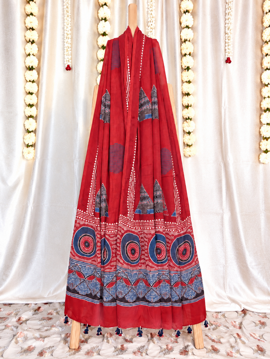 Dastaan-e-Ajrakh ✨ Modal Silk Dupatta ~ Sindoori Naksh